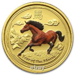2014 Australia 1/10 oz Gold Lunar Horse Proof (SII, Colorized) SKU #78345