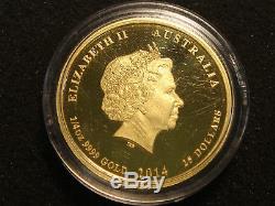 2014 Australia 25 Dollars Proof Quarter 1/4 oz 9999 Gold Lunar Year of the Horse