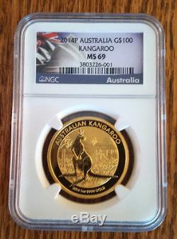 2014 Australia. 9999 Gold 1 oz Kangaroo NGC MS69