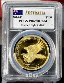 2014 Australia Wedge Tailed Eagle 2 oz Gold $200 PCGS PR69 DCAM High Relief