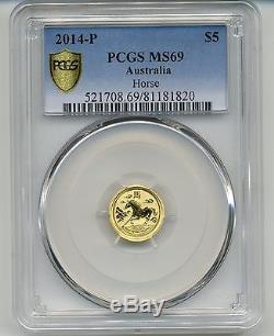 2014 Australian Lunar $5 Gold 1/20th oz Year of the Horse PCGS MS69
