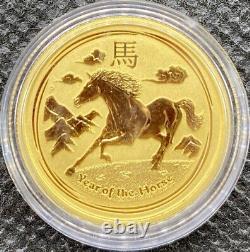2014 Australian Year Of The Horse Gold Lunar 1/4 oz. 9999 BU Coin Mint Capsule
