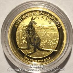 2014 Kangaroo Chinese Privy 1/10oz Gold Coin Perth Australia $15-Only 3,591