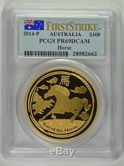 2014-P $100 Australia Gold PR69DCAM PCGS Year of the Horse Gold Commemorative