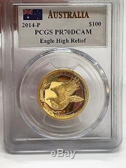 2014-P $100 Australia Wedge-Tailed Eagle High Relief 1 oz Gold PCGS PR70DCAM