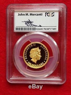 2014-P 1 oz Gold Wedge-Tailed Eagle PCGS PR70 DCAM High Relief Mercanti Signed