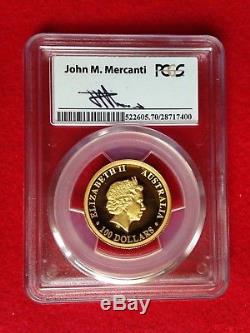 2014-P 1 oz Gold Wedge-Tailed Eagle PCGS PR70 DCAM High Relief Mercanti Signed