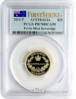 2014-P $25 Australia Perth Mint Sovereign PCGS PR70DCAM First Strike