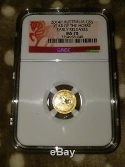 2014 P Australia $5 1/20 Gold Year of the Horse NGC MS 70 Free USPS Shipping