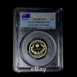 2014-p $25 Australia'perth Mint Sovereign' Gold Coin Pcgs Pr69dcam First Strike
