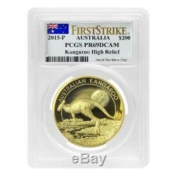 2015 2 oz Australian High Relief Proof Gold Kangaroo Coin Perth Mint PCGS PF 69