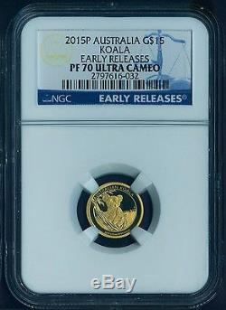 2015 Australian Koala 1/10 Oz $15 Gold Proof Coin Ngc Pf70 Australia 1500mintage