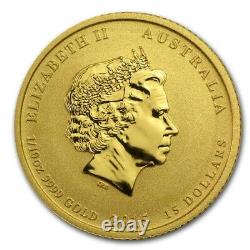 2015 Australia 1/10 oz Gold Lunar Goat BU Coin in Capsule