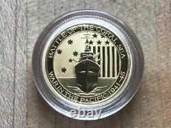 2015 Australian 15 Dollar Battle of the Coral Sea Gold 1/10 Oz. 9999 Coin