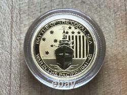 2015 Australian 15 Dollar Battle of the Coral Sea Gold 1/10 Oz. 9999 Coin