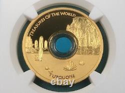 2015 Australian 1 oz Gold Treasures of the World Proof Coin Turquoise NGC PF69