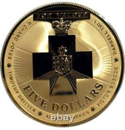 2015 Australian Bravery $5 Gold-Plated Silver Frosted 1oz Silver CoinUnc