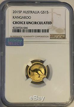 2015 Australian Kangaroo 1/10 Oz Gold Coin Ngc Choice Uncirculated