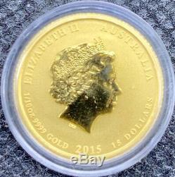 2015 Australian Year Of The Goat Gold Lunar 1/10 oz. 9999 BU Coin Mint Capsule