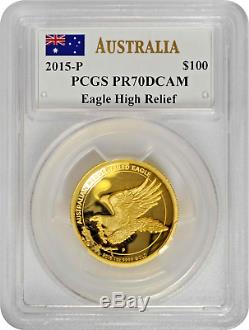 2015-P $100 Gold Wedge-Tailed Eagle High Relief PCGS PR70 DCAM Mercanti Signed