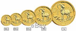 2015-P $5 1/20oz Gold Australian Year of the Goat. 9999 fine BU