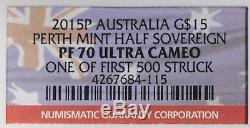 2015 P Australia 15 $ Half Sovereign Gold Proof Coin NGC PR 70 Ultra Cameo Box