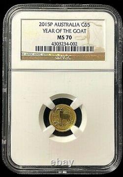 2015 P Australia $5 1/20 Oz Gold Lunar Year Of The Goat Coin Ngc Ms 70