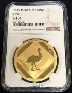 2015 P Gold Australia $100 Dollar Emu Coin Ngc Mint State 69