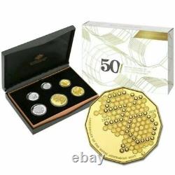 2015 Six Coin Proof Set 50th Anv of Royal Australian Mint with Gold Plated 50c