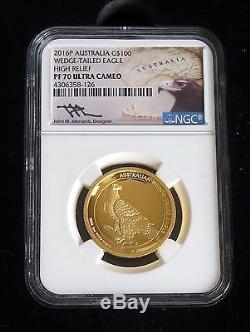 2016P AUSTRALIA $1001 oz GOLD COIN Wedge Tailed Eagle NGC PF70 Ultra CameoD202