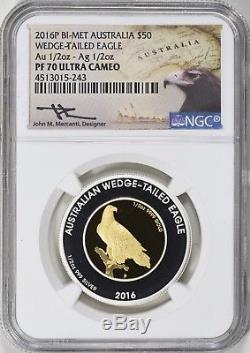 2016P Australian $50 Wedge-tailed Eagle Gold / Silver Bi-metal Coin NGC PF70 UC
