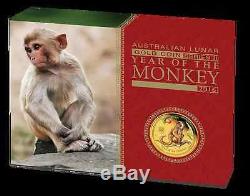 2016 $100 Australian Lunar Series Monkey 1 oz gold proof coloured coin