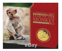 2016 $100 Australian Lunar Series-Year of the Monkey-1 oz Gold PR Coin- PM