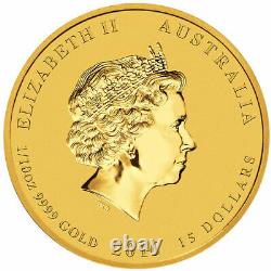 2016 $15 1/10 oz Australian Gold Lunar Monkey King Coin (BU) in Capsule