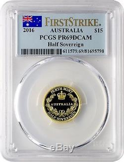 2016 $15 Australia Half Sovereign Gold Coin PCGS PR69DCAM First Strike