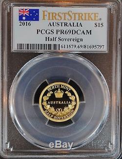 2016 $15 Australia Half Sovereign Gold Coin PCGS PR69DCAM First Strike Proof