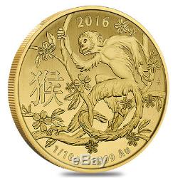 2016 1/10 oz Gold Lunar Year of the Monkey Coin. 9999 Fine BU Australian Royal