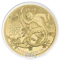 2016 1/10 oz Gold Lunar Year of the Monkey Coin. 9999 Fine BU Australian Royal