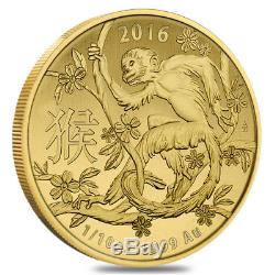 2016 1/10 oz Gold Lunar Year of the Monkey Coin. 9999 Fine BU (In Capsule)