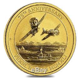 2016 1/10 oz Gold Tuvalu Pearl Harbor Perth Mint. 9999 $15 Coin BU