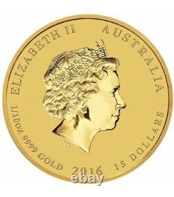 2016 1/10oz Monkey King Colorized. 9999 Gold Coin Australia in Capsule