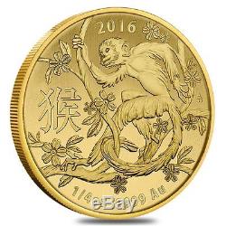 2016 1/4 oz Gold Lunar Year of the Monkey Coin. 9999 Fine BU In Cap Australian