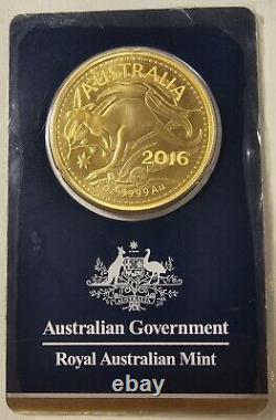 2016 1 Oz Gold Kangaroo Coin Royal Australia Mint $100 In Assay Card