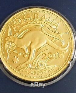 2016 1 oz Gold Kangaroo Coin Royal Australian Mint Veriscan. 9999 Fine