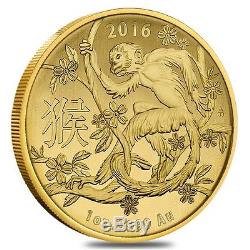 2016 1 oz Gold Lunar Year of the Monkey Coin. 9999 Fine BU Australian Royal Mi