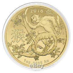 2016 1 oz Gold Lunar Year of the Monkey Coin. 9999 Fine BU In Cap Australian R