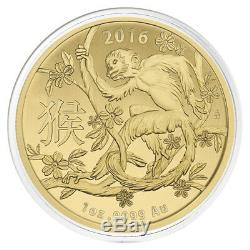 2016 1 oz Gold Lunar Year of the Monkey Coin. 9999 Fine BU Royal Australian