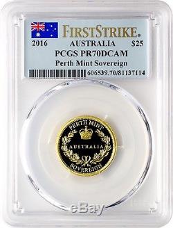2016 $25 Australia Perth Mint Sovereign Gold Coin PCGS PR70DCAM First Strike