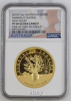 2016 2oz Australia $500 Kimberley Sunrise High Relief NGC PF69 UC 1st 50 Struck