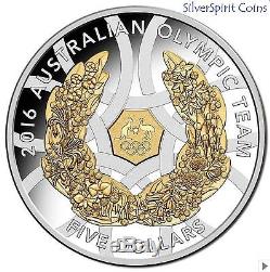 2016 AUSTRALIAN OLYMPIC TEAM Gold Plated 1oz Silver Proof Coin